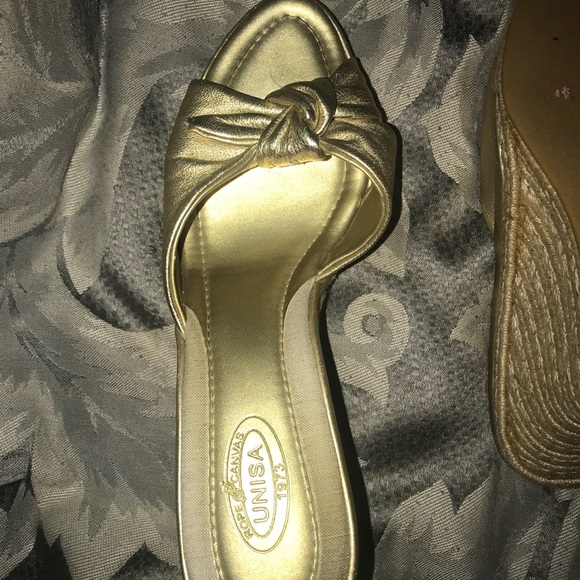 Gold Rope Canvas Wedge Sandals - Picture 7 of 7